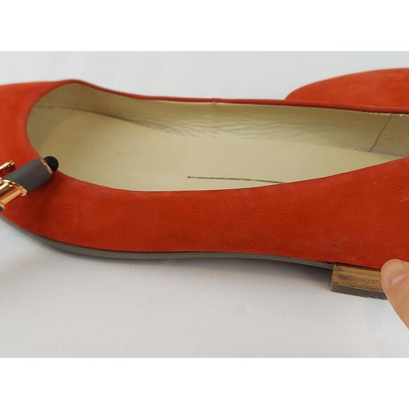 ECCO Women's Red Nubuck Leather Pointed Ballerina Flat Size 36 EU, 5-5.5 US - Picture 9 of 10
